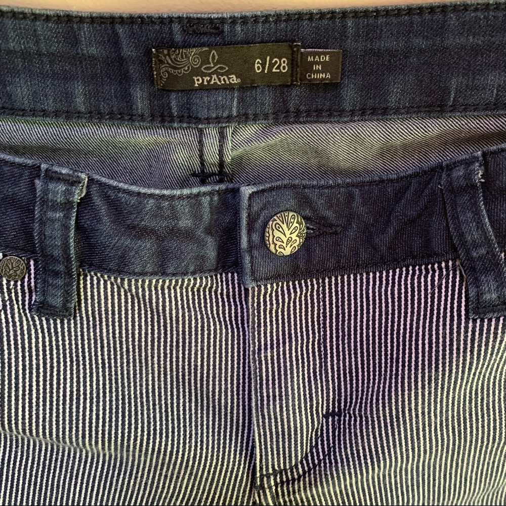 PrAna  Organic Cotton Indigo Stripe Jett Capri